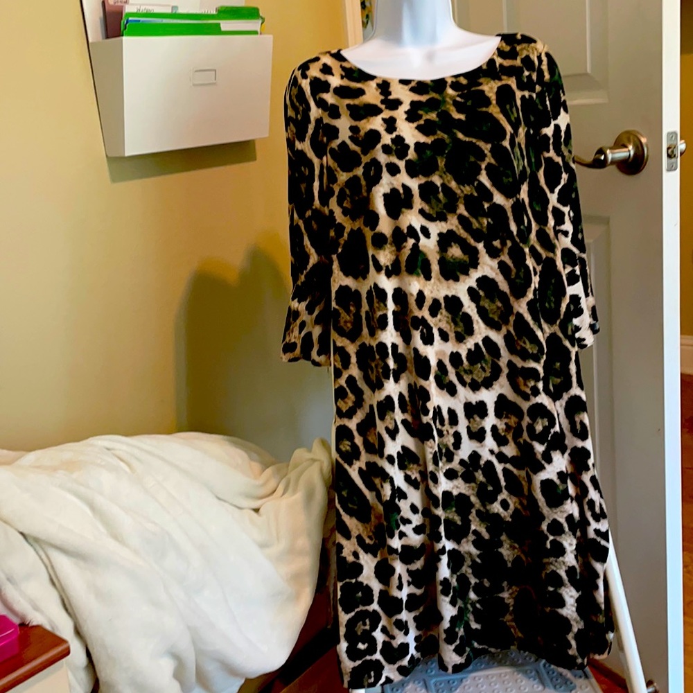 Leopard print dress ~ long sleeved and fully lined